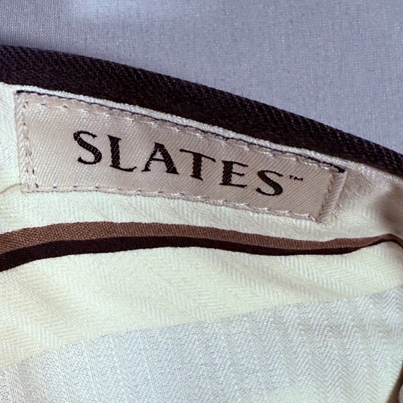 Slates‎ Men's Tag- 38x30 Dress Pants with Cuffs Black Worsted Wool Blend Pleated - Picture 4 of 8